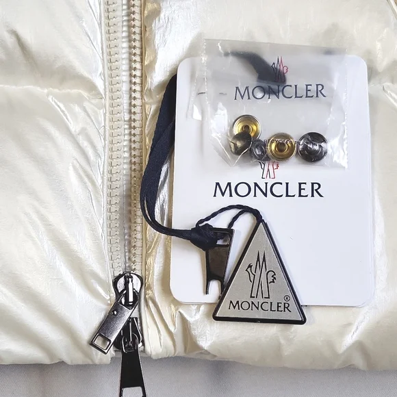 NWT$1550 MONCLER Diotis Hooded Quilted Metallic Pearl Puffer Gilet Vest 1 Small - Picture 14 of 16
